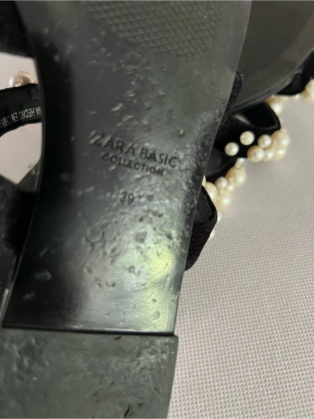 Zara Black Pearl-Embellished Slide Sandals - Picture 8 of 12